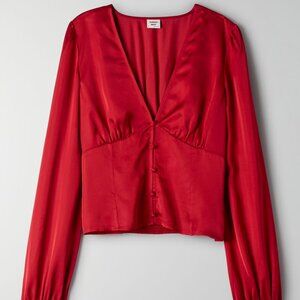 ARITZIA Sunday Best Tatiana Blouse Cherry Red - Size 6